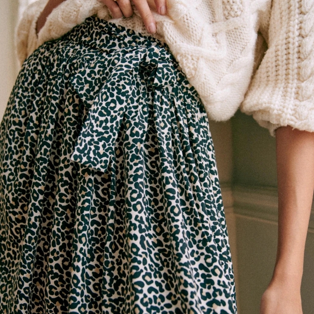 Sezane Elie Leopard Print Midi-Length Skirt - Picture 2 of 9